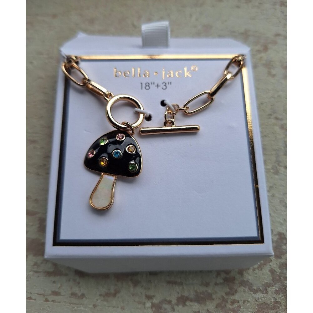 Bella Jack Gold-Tone 18”+3” Chain Necklace With Wild Mushroom Rhinestone Charm D